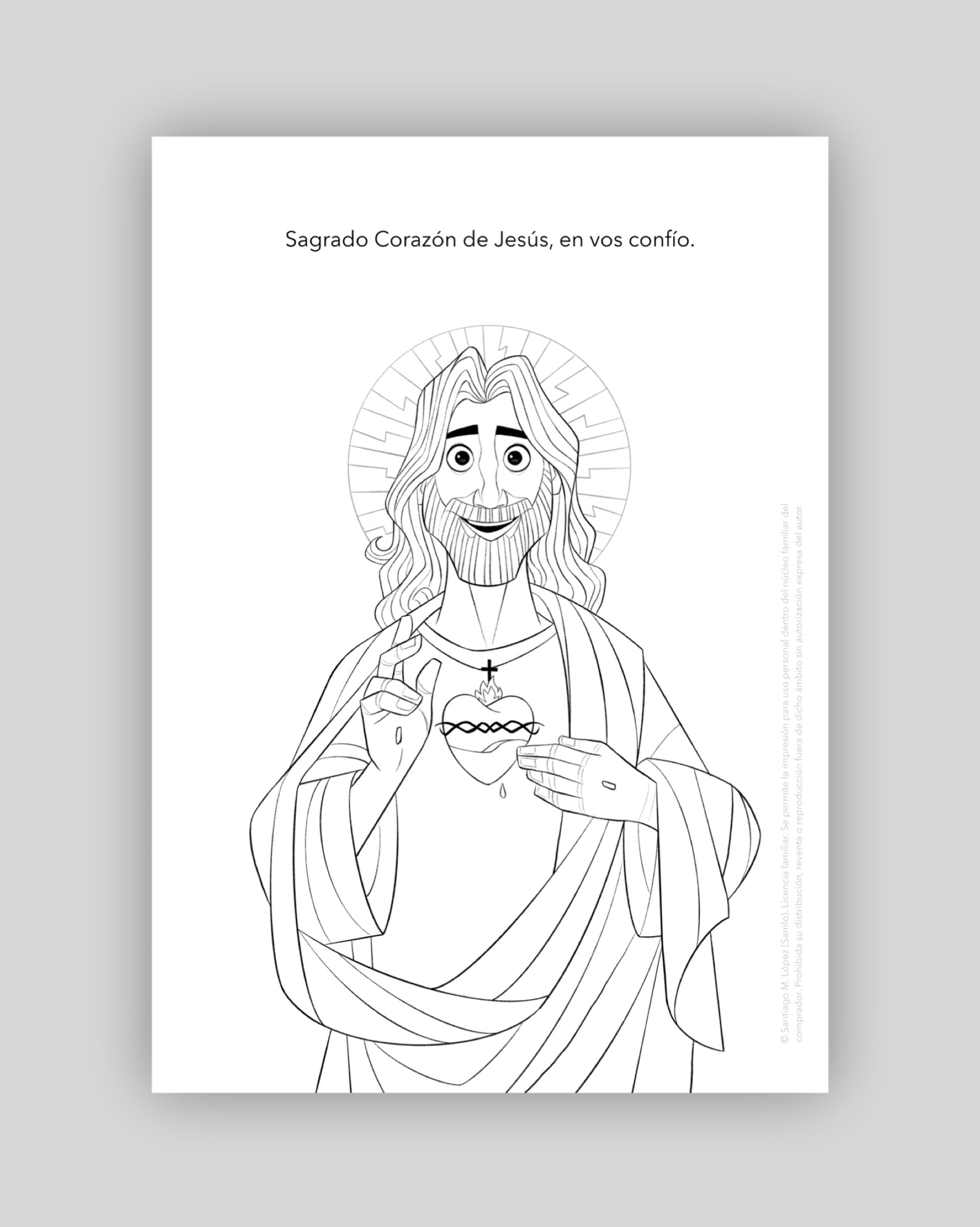 Jesús Sagrado Corazón - Pinta y Colorea